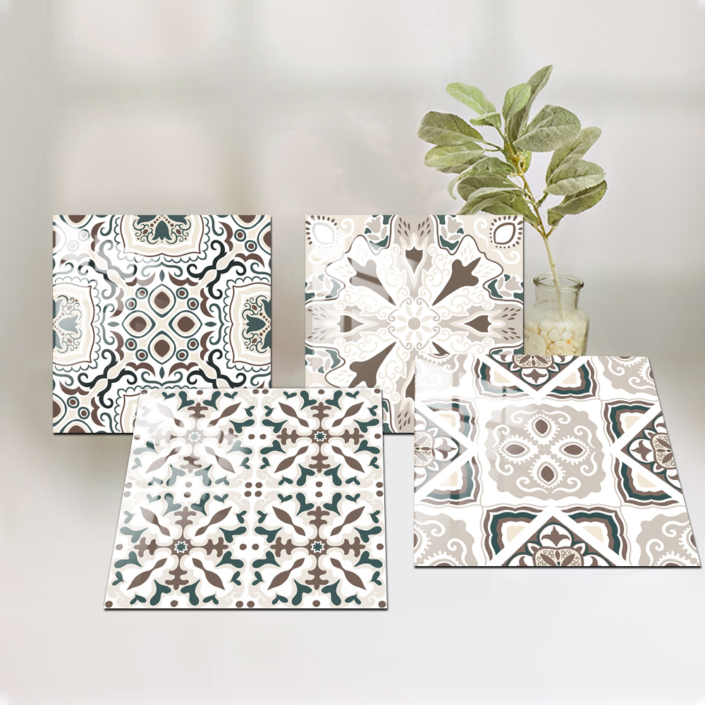 Home Bathroom Floor Tiles - 10pcs/set European Style Crystal Hard Film
