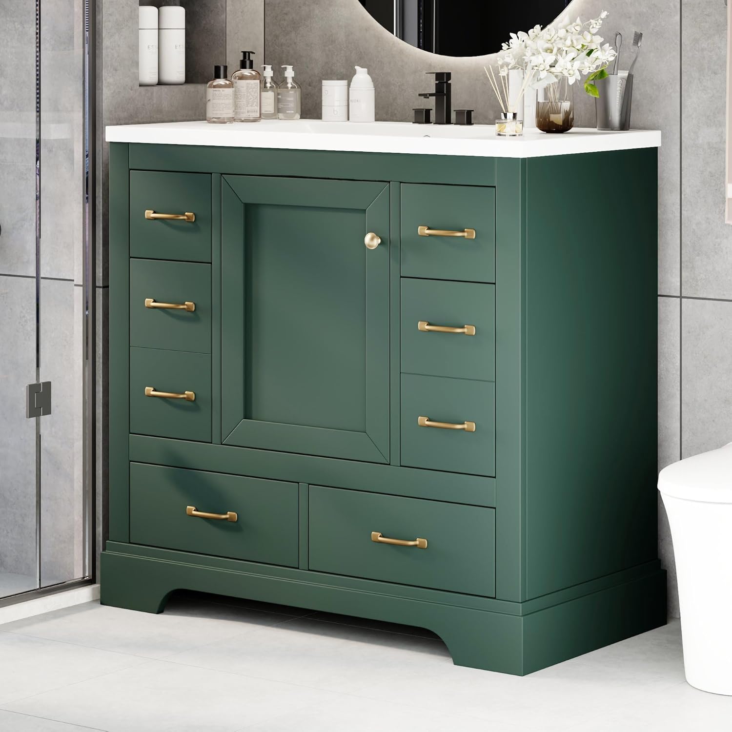 Home Bathroom Door - 36in Bathroom Vanity Cabinet with Sink,6