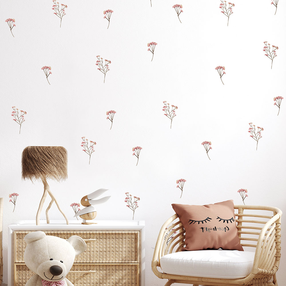 Home Bathroom Floor Tiles - Pink Watercolor Flower Wall Stickers Baby