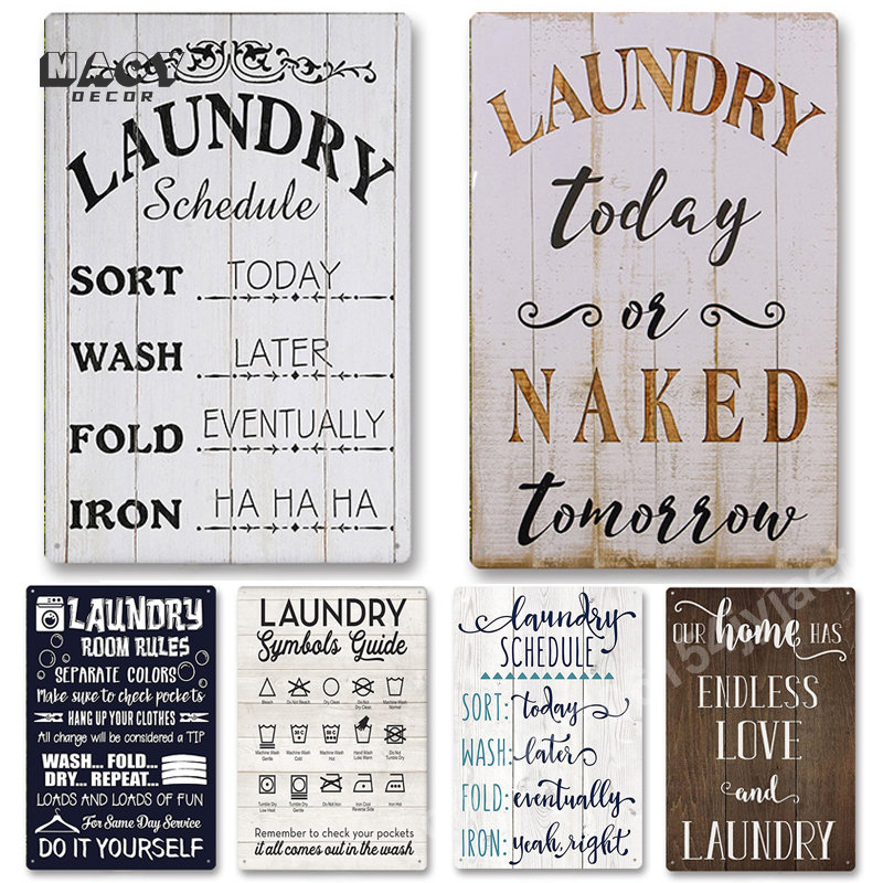 Slogan Metal Tin Sign Laundry  - đánh giá và giá Home Bathroom Wall Decor