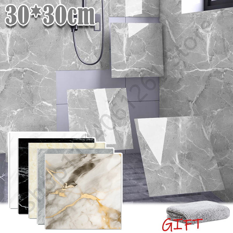 10-50Pcs PVC Marble Wall Stick - đánh giá và giá Home Bathroom Floor Tiles