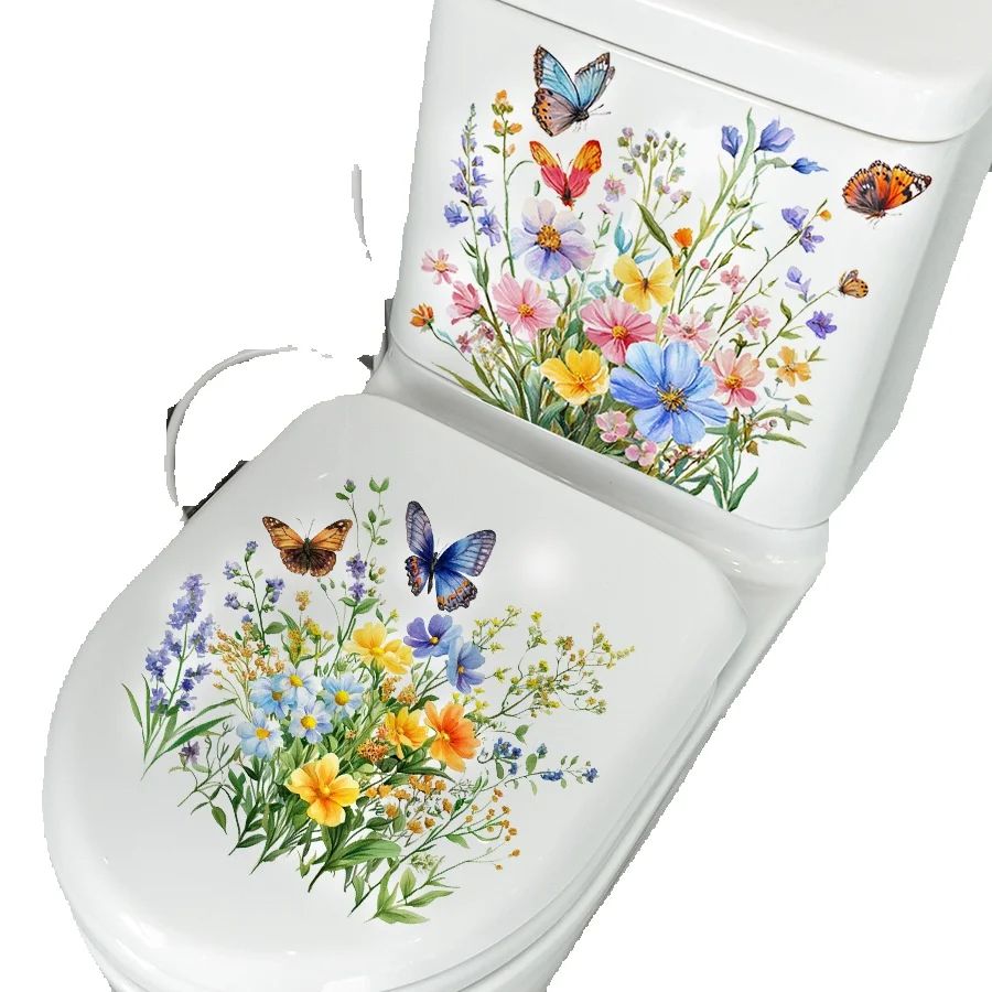 2PCS Fresh Flower & Butterfly  - đánh giá và giá Home Bathroom Floor Tiles