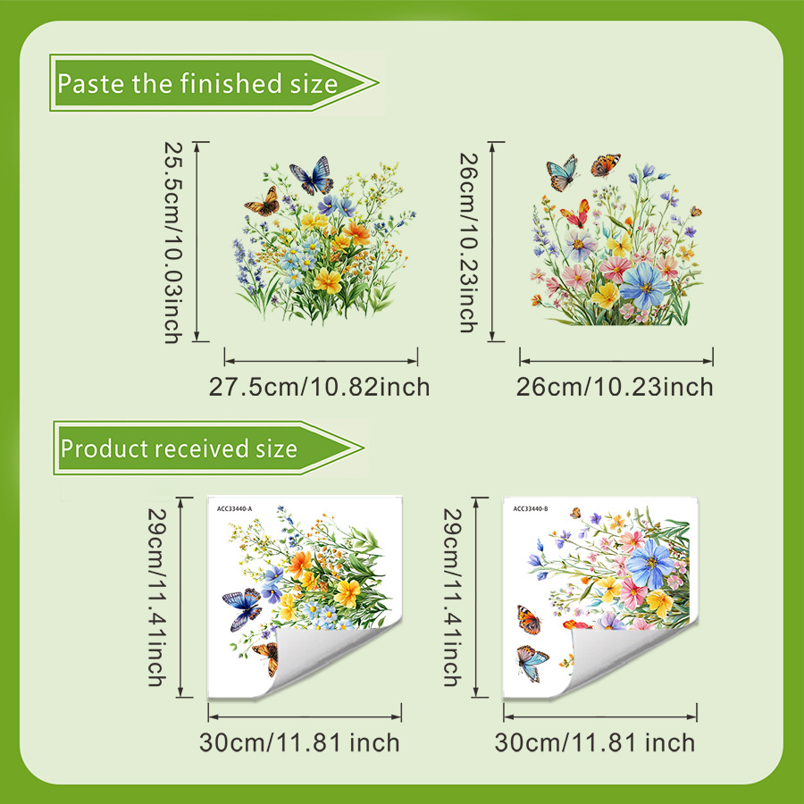 2PCS Fresh Flower & Butterfly  - đánh giá và giá Home Bathroom Floor Tiles
