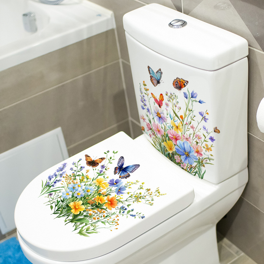 2PCS Fresh Flower & Butterfly  - đánh giá và giá Home Bathroom Floor Tiles
