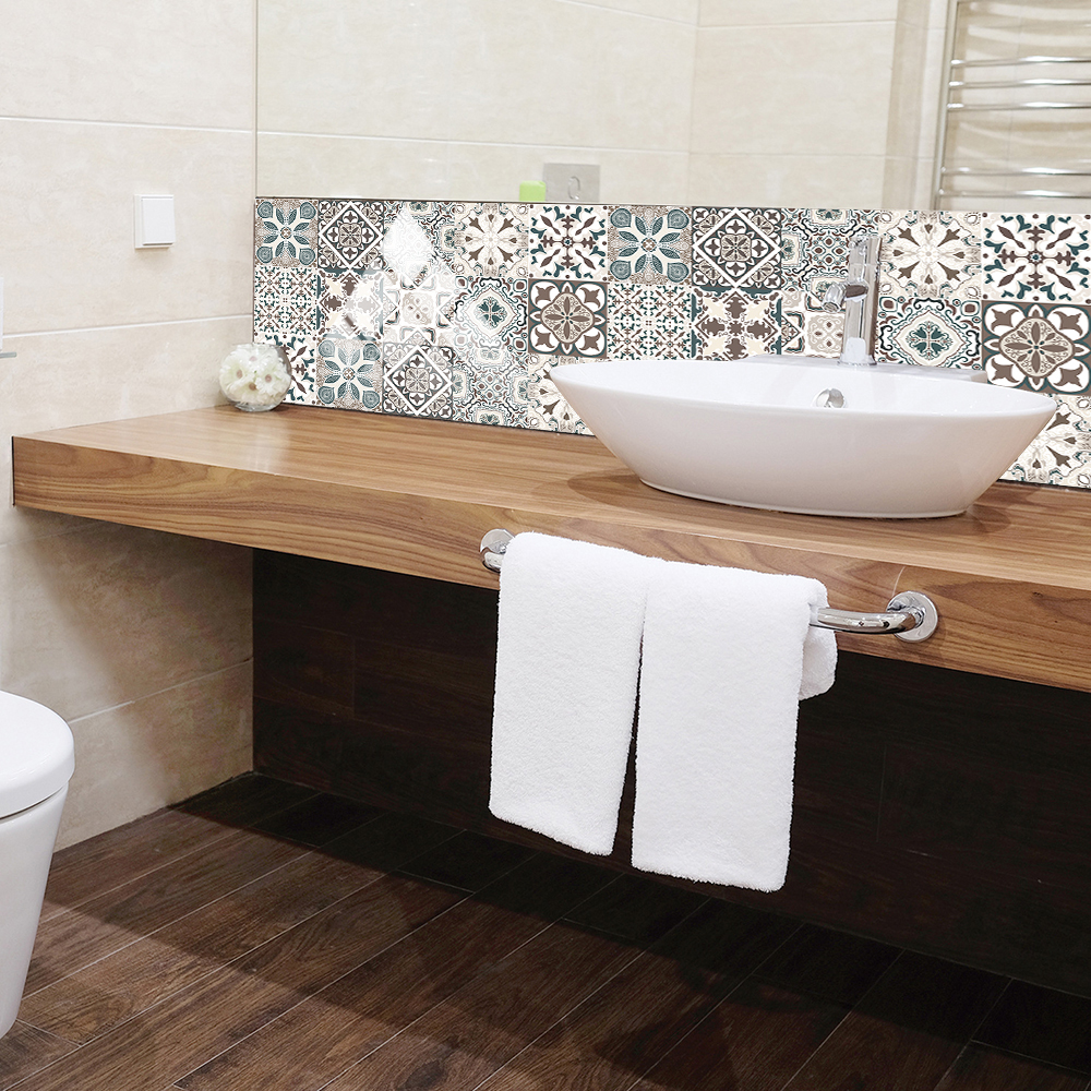 10pcs/set Grey Tile Pattern Ti - đánh giá và giá Home Bathroom Floor Tiles