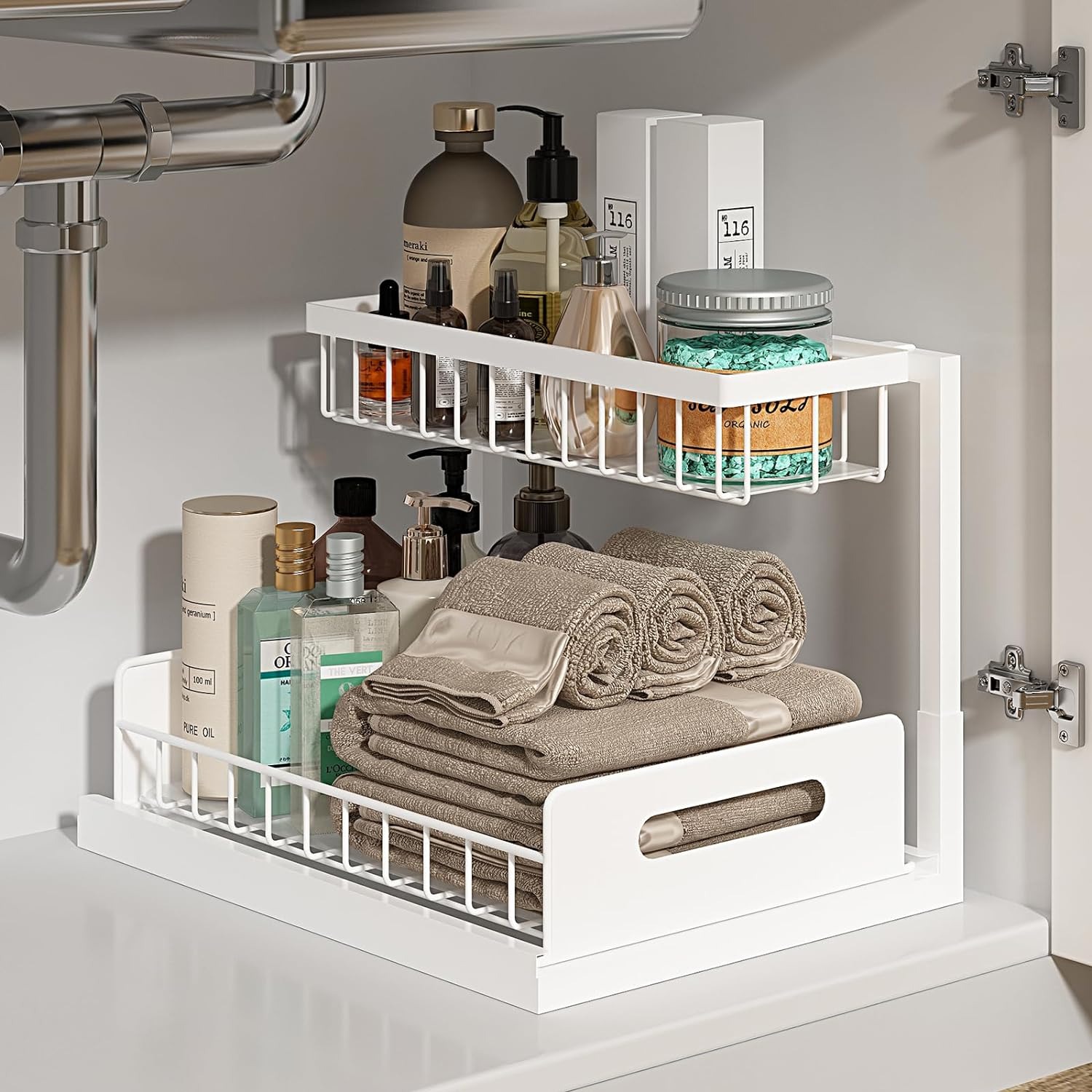 2 Tier Under Sink Organizer Pu - đánh giá và giá Home Depot Bathroom Sink