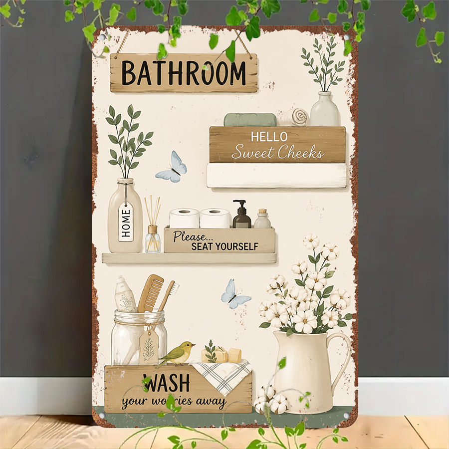 2D flat retro metal tin plate, - đánh giá và giá Home Bathroom Wall Decor