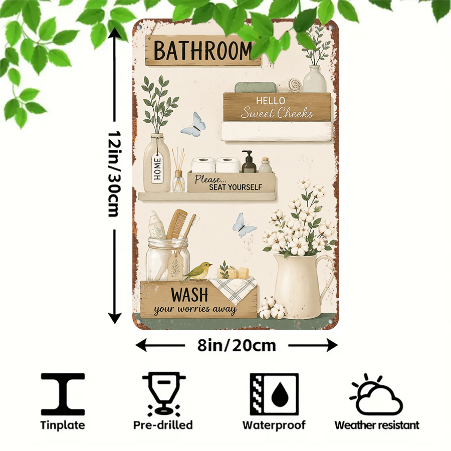 2D flat retro metal tin plate, - đánh giá và giá Home Bathroom Wall Decor
