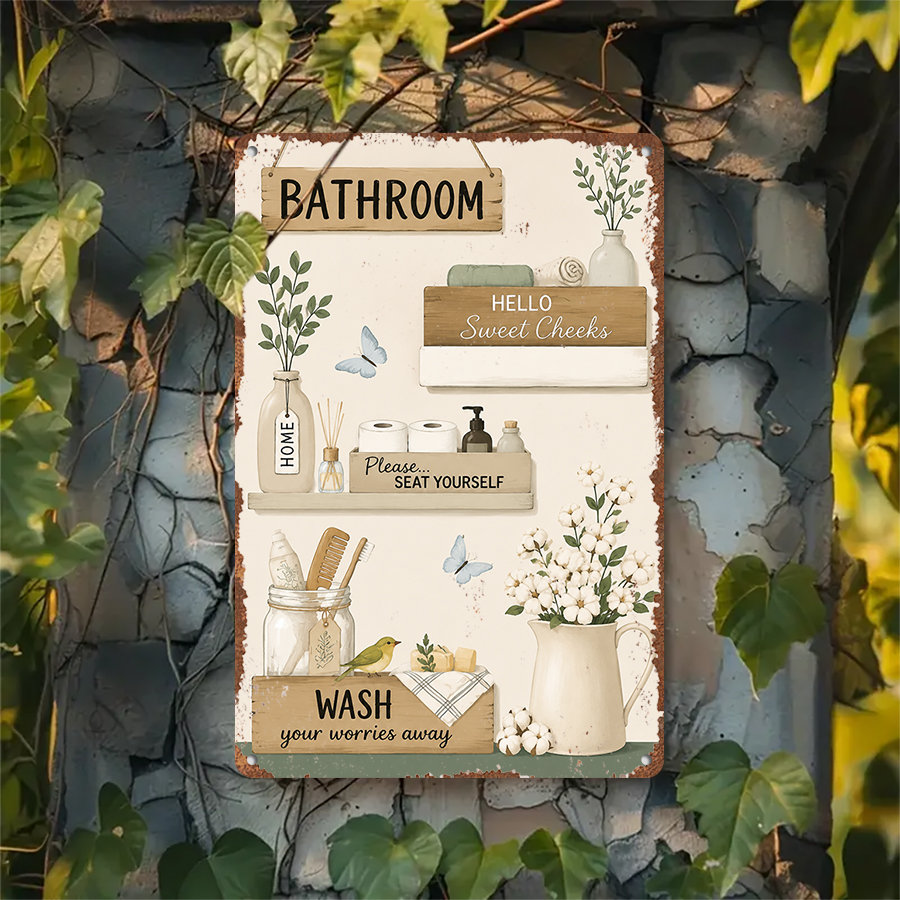 2D flat retro metal tin plate, - đánh giá và giá Home Bathroom Wall Decor