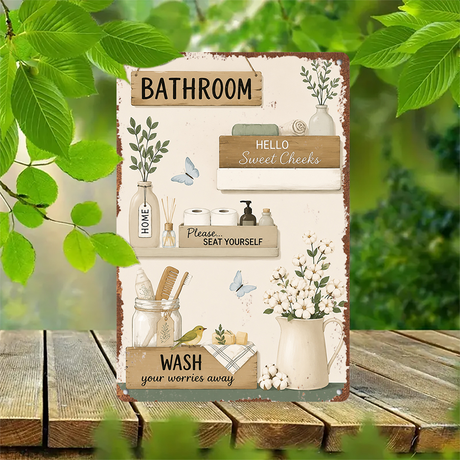 2D flat retro metal tin plate, - đánh giá và giá Home Bathroom Wall Decor