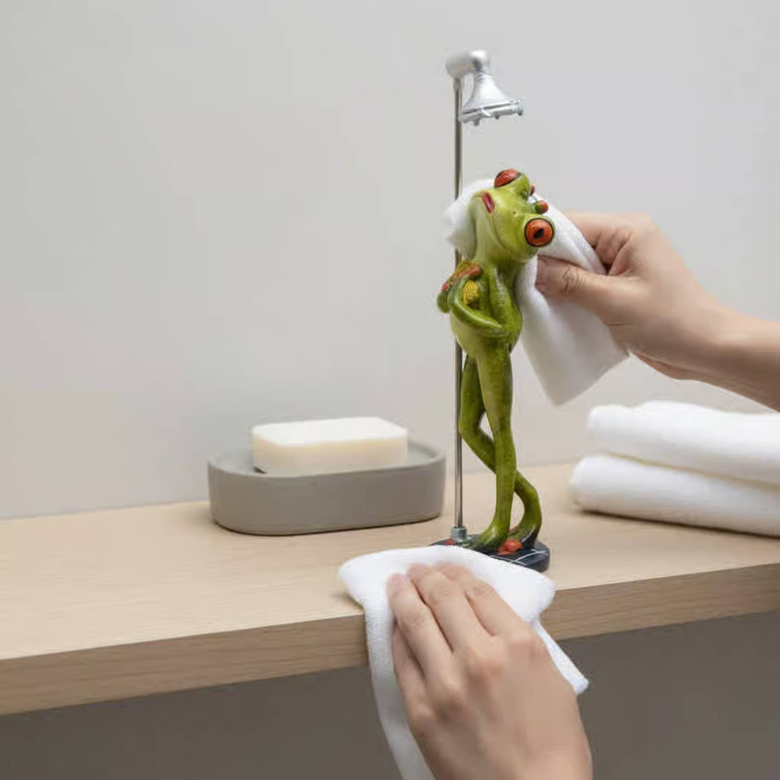Showering Frog Figurine Novelt - đánh giá và giá Home Bathroom