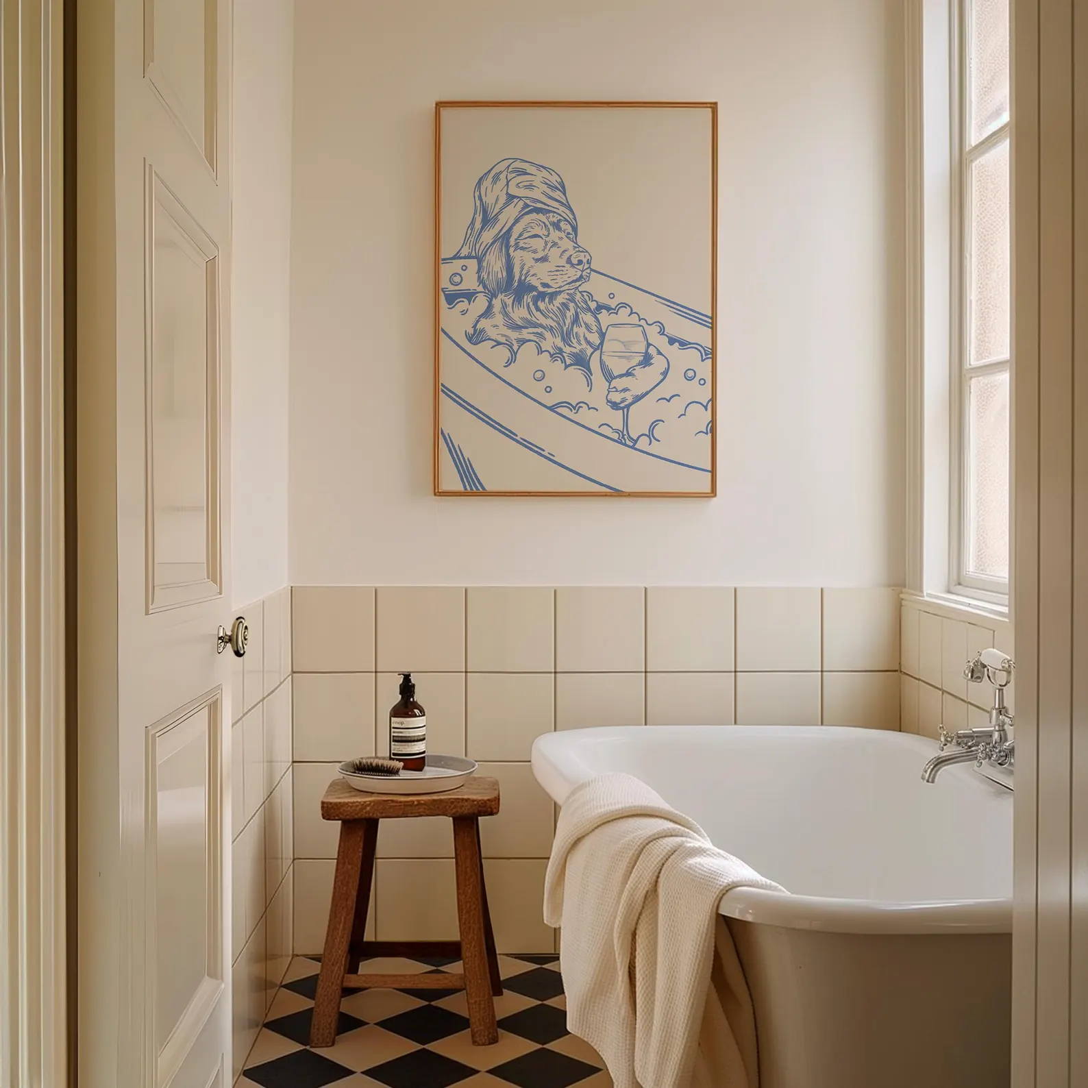 Dog with Wine Trendy Bathroom  - đánh giá và giá Home Bathroom Wall Decor
