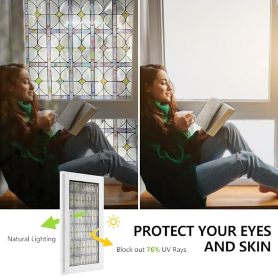 3D Stained Glass Window Film,  - đánh giá và giá Home Bathroom Door