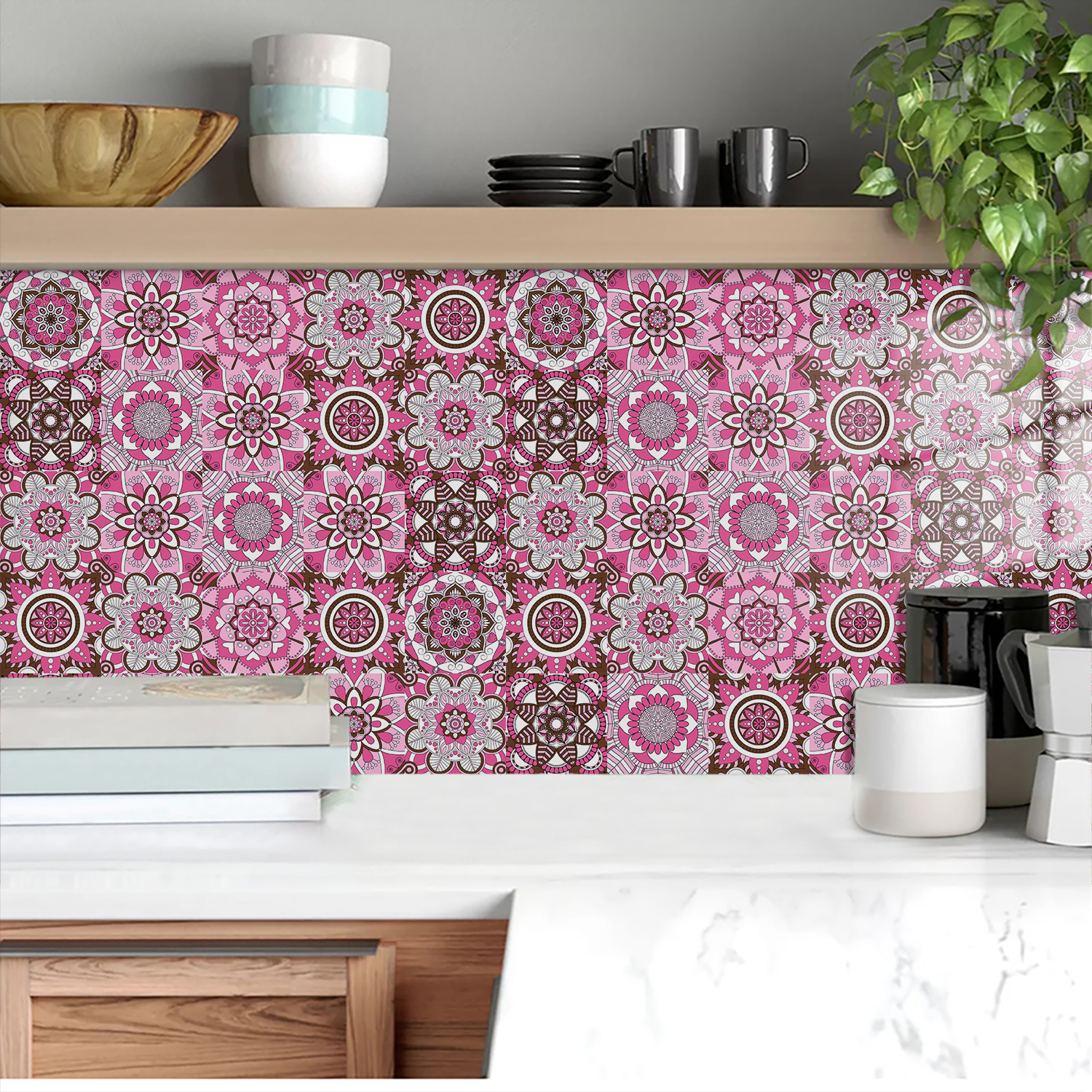 Pink Mandala Vintage Decor Til - đánh giá và giá Home Bathroom Floor Tiles