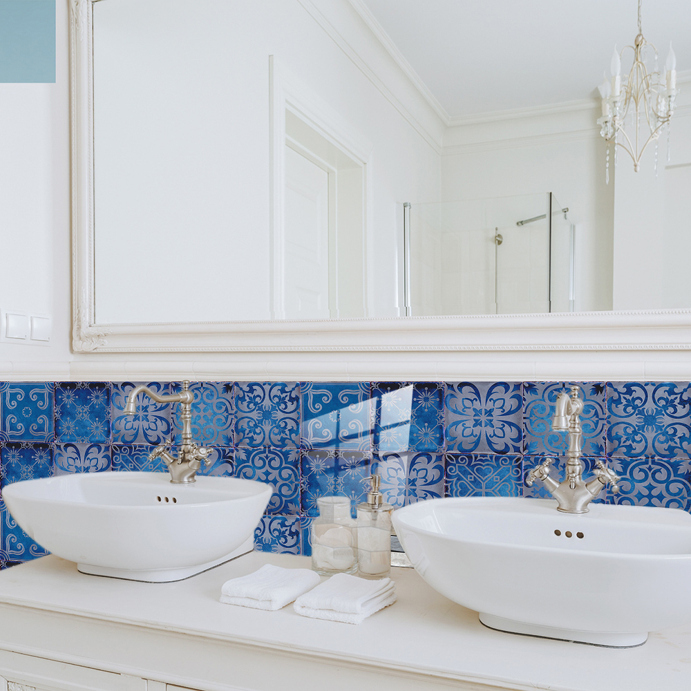10pcs/set Dream Blue Tile Stic - đánh giá và giá Home Bathroom Floor Tiles